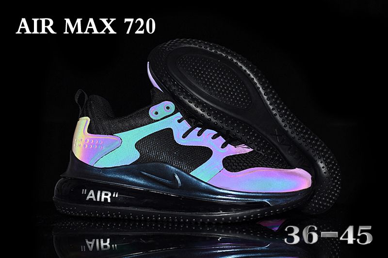 New Nike Air Max 720 3M Black Rainbow Running Shoes - Click Image to Close